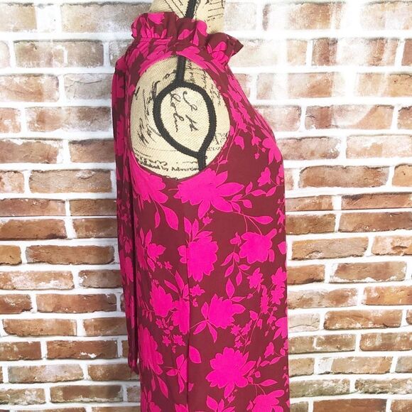 Gibson Pink Brown Flower Petite Dress Size PXS - Picture 2 of 10